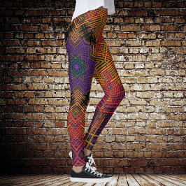 Weave Mandala Gelb Orange und Lila Leggings