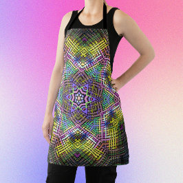 Weave Mandala Gelb Rosa und Grün Schürze