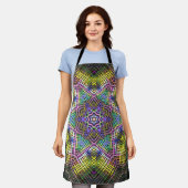 Weave Mandala Gelb Rosa und Grün Schürze (Getragen)