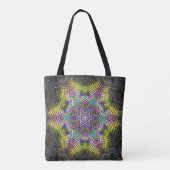 Weave Mandala Gelb Rosa und Grün Tasche (Rückseite)