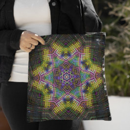 Weave Mandala Gelb Rosa und Grün Tasche
