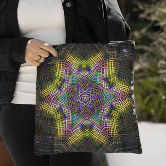 Weave Mandala Gelb Rosa und Grün Tasche