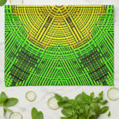 Weave Mandala Gelb und Grün Geschirrtuch (Gefaltet)