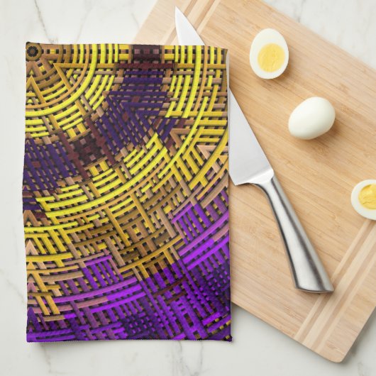 Weave Mandala Gelb und Lila Geschirrtuch (Viertel Falte)