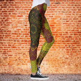 Weave Mandala Gelb und Orange Leggings