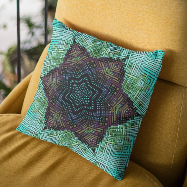 Weave Mandala Green Blue und Lila Kissen (Von Creator hochgeladen)