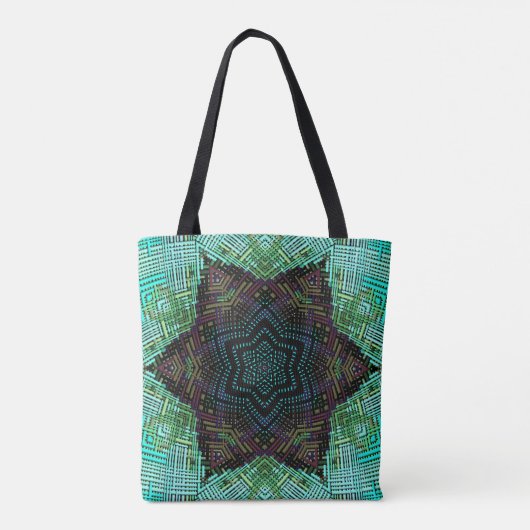 Weave Mandala Green Blue und Lila Tasche (Rückseite)