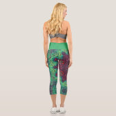 Weave Mandala Green Blue und Red Capri Leggings (Rückseite)
