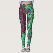 Weave Mandala Green Blue und Red Leggings (Vorderseite)