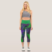 Weave Mandala Green Lila und blau Capri Leggings (Vorderseite)