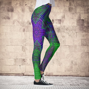 Weave Mandala Green Lila und blau Leggings