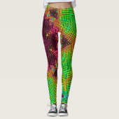 Weave Mandala Green Orange und Pink Leggings (Vorderseite)