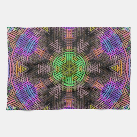 Weave Mandala Green Pink und Blue Geschirrtuch (Horizontal)