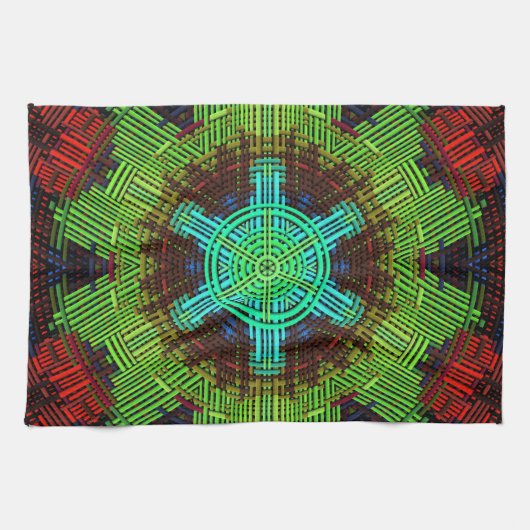 Weave Mandala Green Red und Blue Geschirrtuch (Horizontal)
