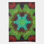Weave Mandala Green Red und Blue Geschirrtuch (Vertikal)