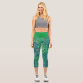 Weave Mandala Green und Blue Capri Leggings (Vorderseite)