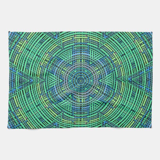 Weave Mandala Green und Blue Geschirrtuch (Horizontal)