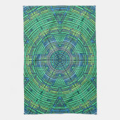 Weave Mandala Green und Blue Geschirrtuch (Vertikal)