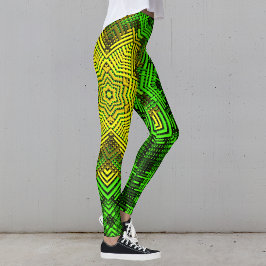 Weave Mandala Green und Yellow Leggings