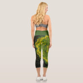 Weave Mandala Green Yellow und Black Capri Leggings (Rückseite)