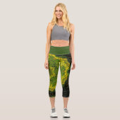 Weave Mandala Green Yellow und Black Capri Leggings (Vorderseite)