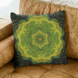 Weave Mandala Green Yellow und Black Kissen