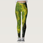 Weave Mandala Green Yellow und Black Leggings (Vorderseite)