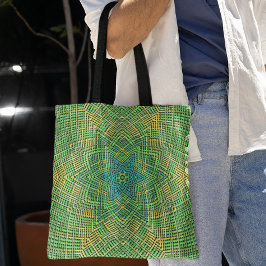 Weave Mandala Green Yellow und Blue Tasche
