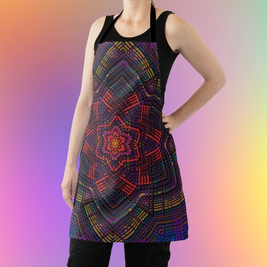 Weave Mandala Lila Gelb Rot und Blau Schürze