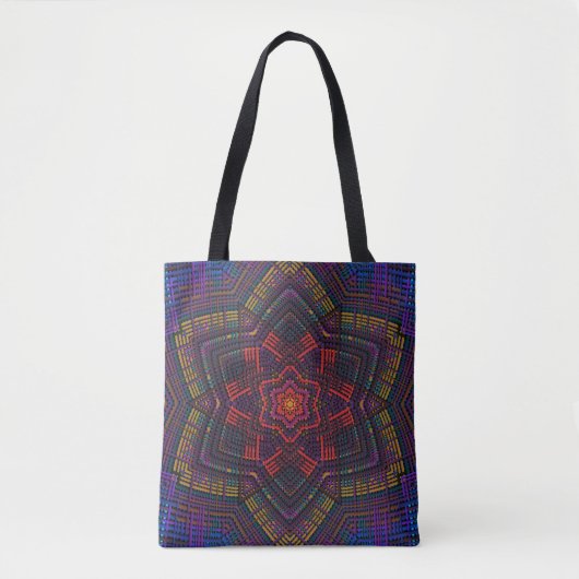 Weave Mandala Lila Gelb Rot und Blau Tasche (Vorderseite)