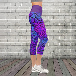Weave Mandala Lila rosa und blau Capri Leggings