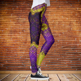 Weave Mandala Lila und gelb Leggings