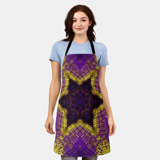 Weave Mandala Lila und gelb Schürze (Getragen)