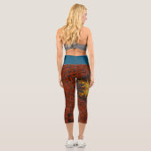 Weave Mandala Orange Gelb und Blau Capri Leggings (Rückseite)