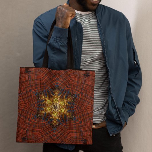 Weave Mandala Orange Gelb und Blau Tasche