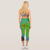 Weave Mandala Orange Green und Blue Capri Leggings (Rückseite)