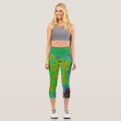 Weave Mandala Orange Green und Blue Capri Leggings (Vorderseite)