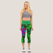 Weave Mandala Pink Blue und Green Capri Leggings (Vorderseite)