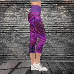 Weave Mandala Pink Lila und blau Capri Leggings