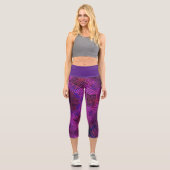Weave Mandala Pink Lila und blau Capri Leggings (Vorderseite)