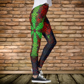 Weave Mandala Red Green und Blue Leggings
