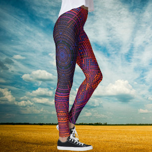 Weave Mandala Red Orange und Lila Leggings