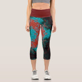 Weave Mandala Red und Blue Capri Leggings (Vorderseite)