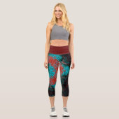 Weave Mandala Red und Blue Capri Leggings (Vorderseite)