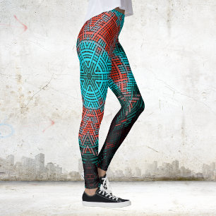Weave Mandala Red und Blue Leggings