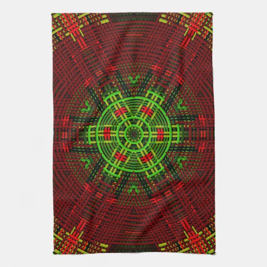 Weave Mandala Red und Green Geschirrtuch (Vertikal)