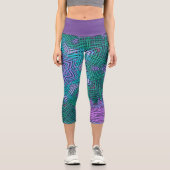 Weave Mandala Rosa und Blau Capri Leggings (Vorderseite)