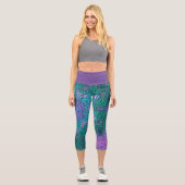 Weave Mandala Rosa und Blau Capri Leggings (Vorderseite)