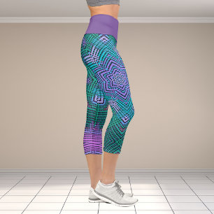 Weave Mandala Rosa und Blau Capri Leggings