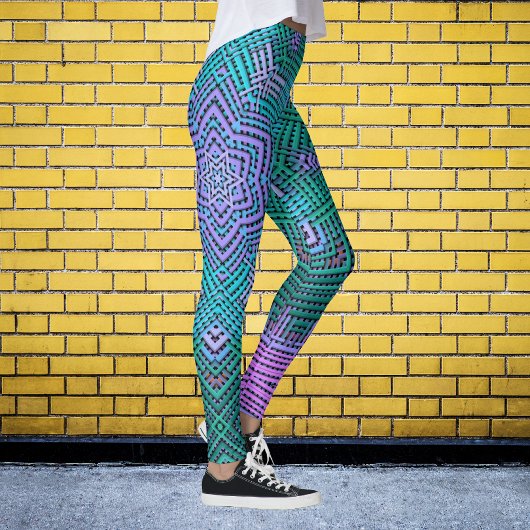 Weave Mandala Rosa und Blau Leggings